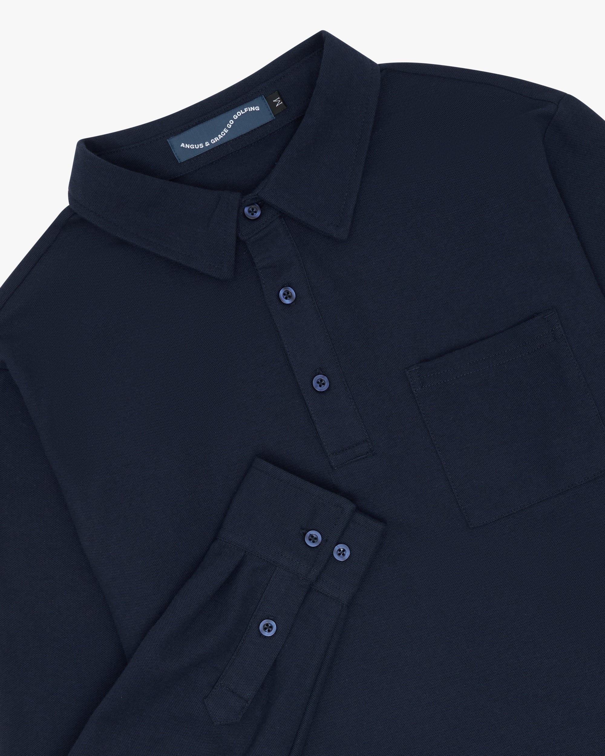 3 BUTTON LONG SLEEVE POCKET POLO - NAVY image 1