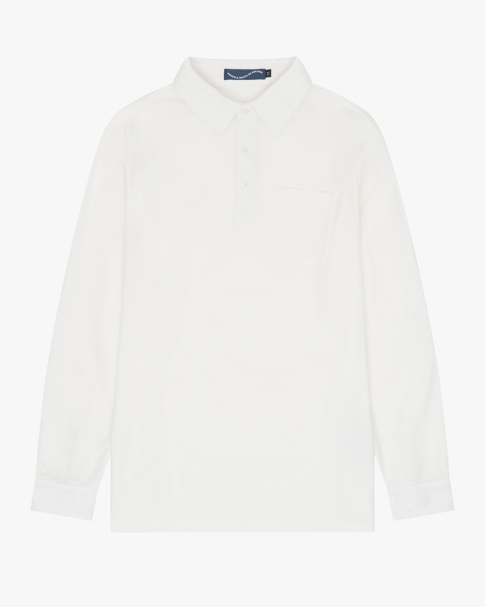 3 BUTTON LONG SLEEVE POCKET POLO - WHITE image 0