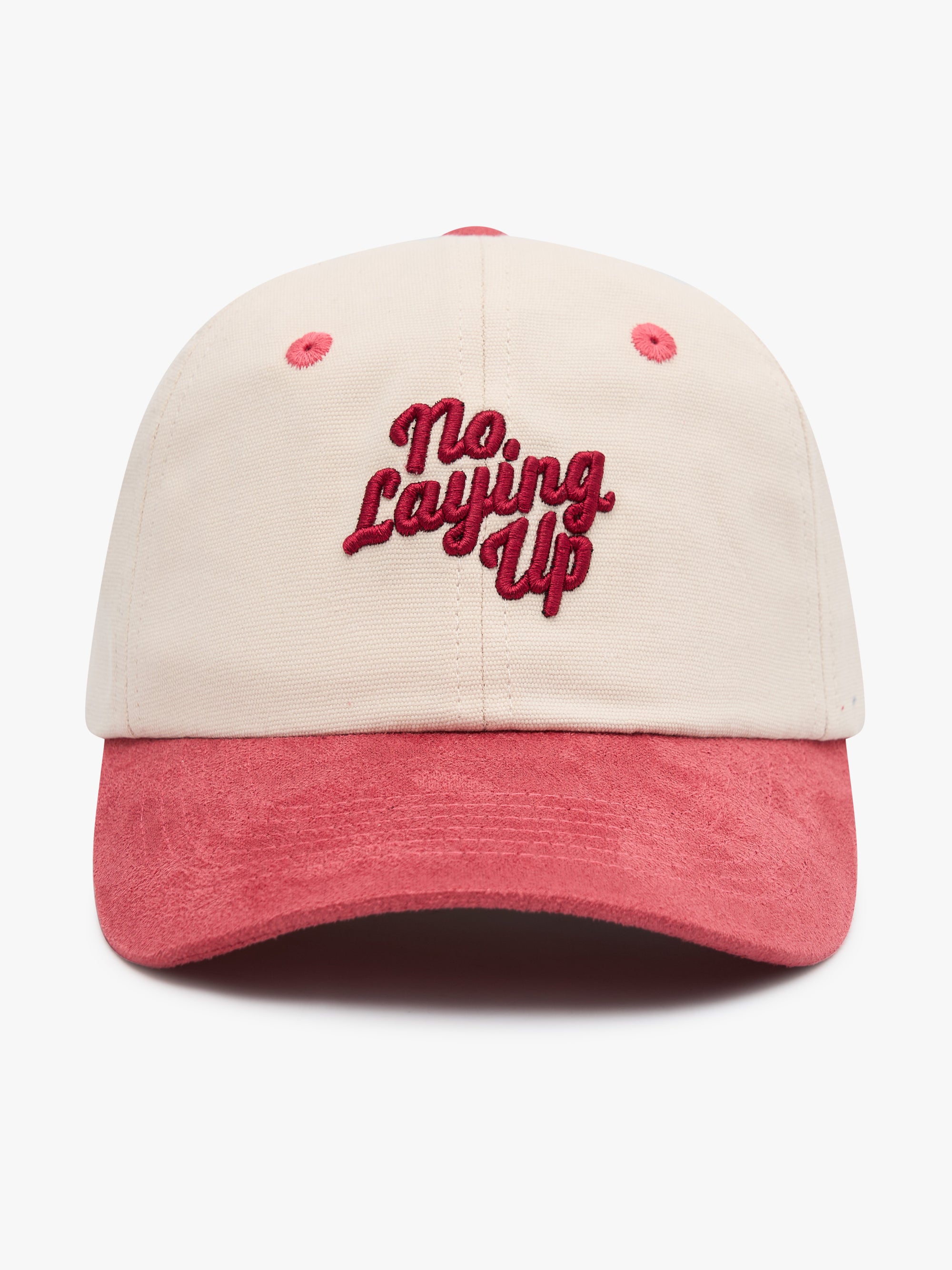 NO LAYING UP BASEBALL CAP  - CREAM + PINK image 0