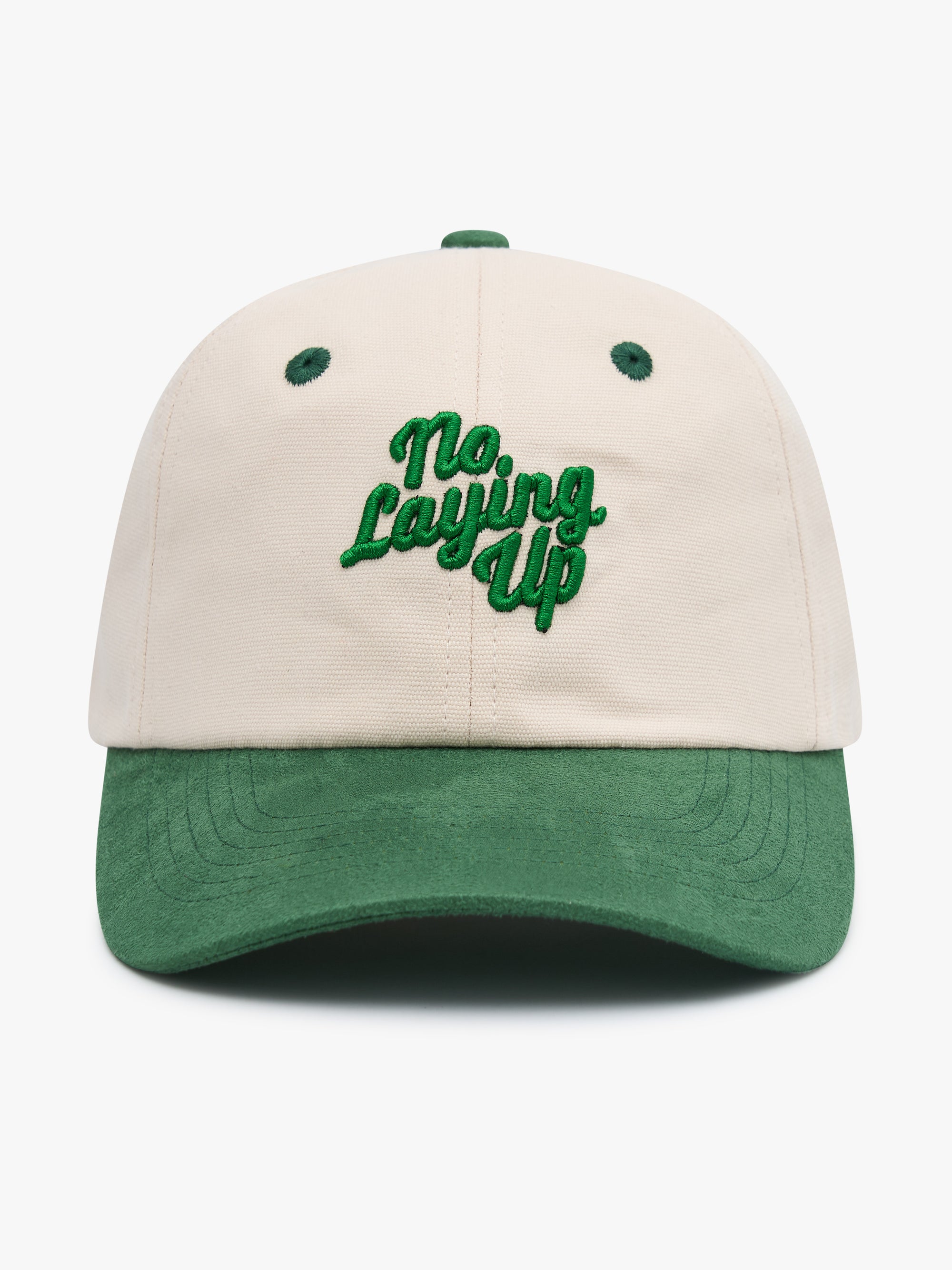 NO LAYING UP BASEBALL CAP  - CREAM + GREEN image 0
