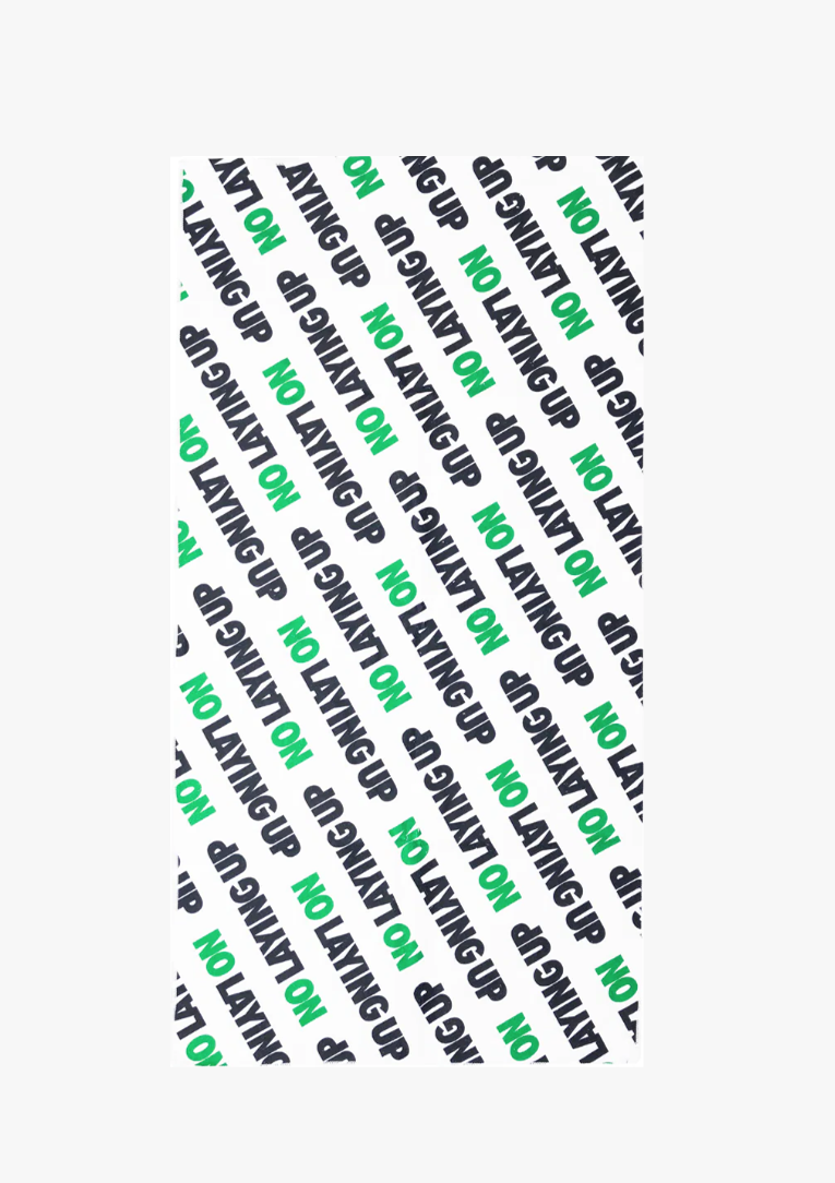 NO LAYING UP SCRIPT TOWEL - GREEN AND BLACK image 0