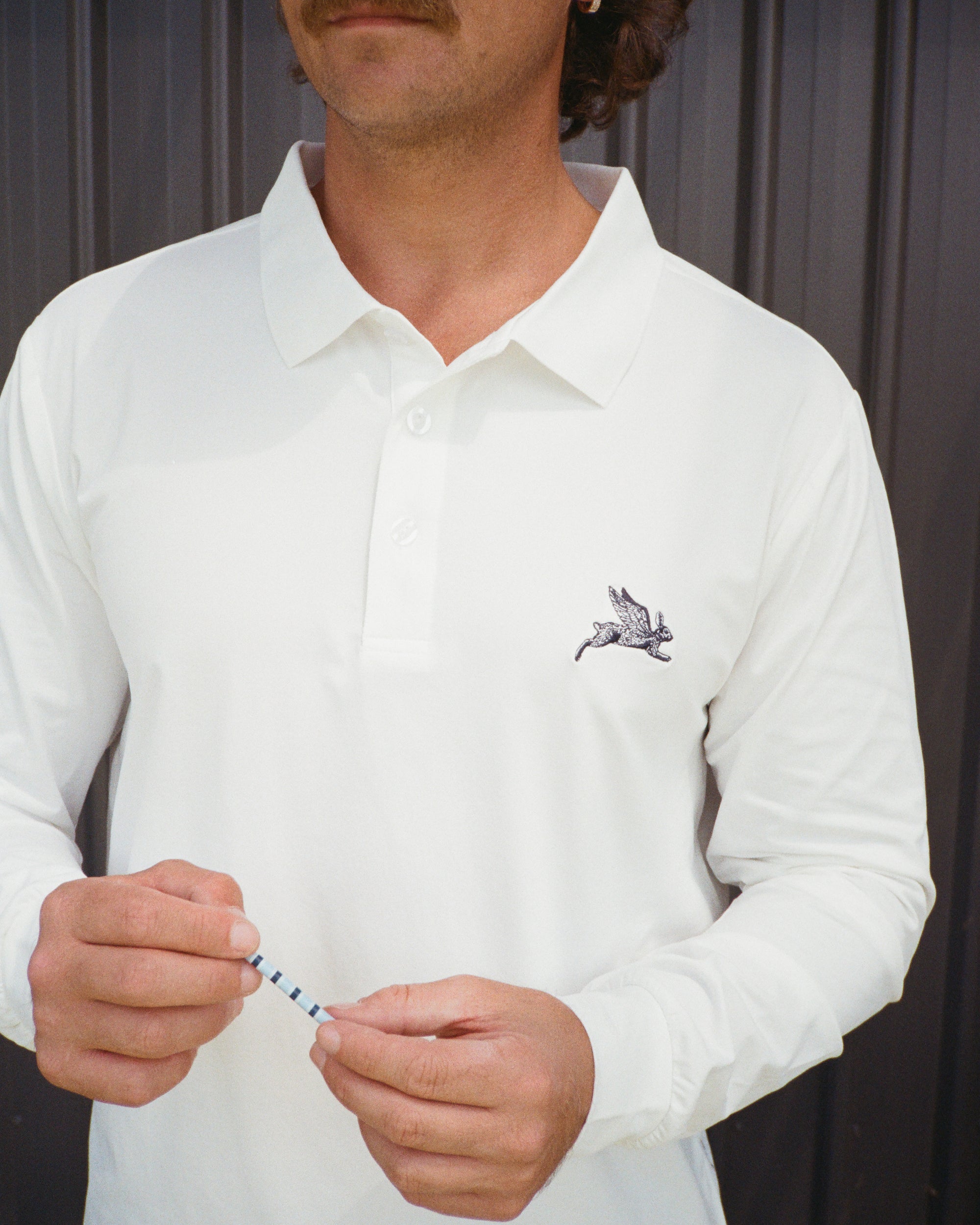 THE FLIERS CLUB UPF 50+ LONG SLEEVE POLO - WHITE image 2