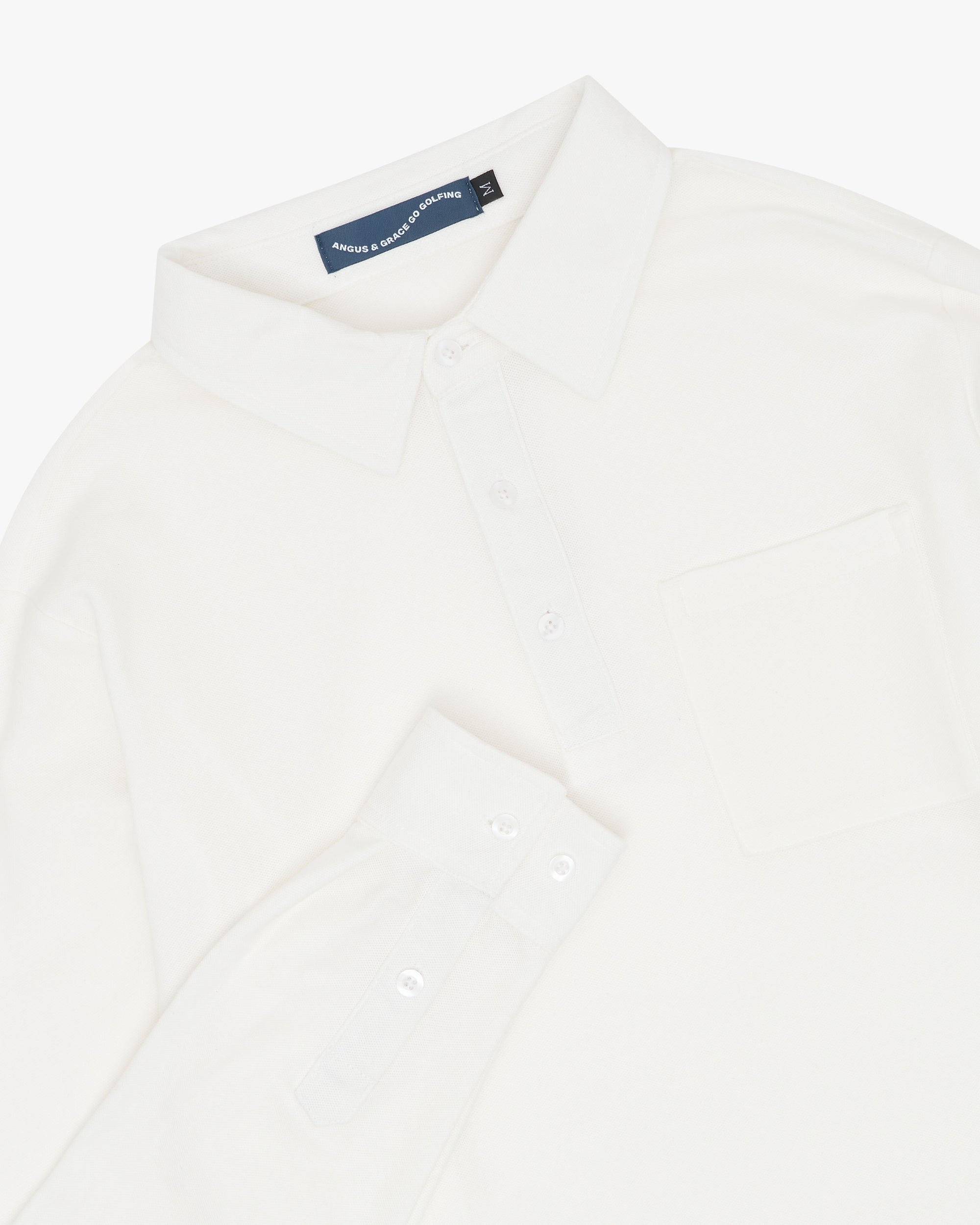 3 BUTTON LONG SLEEVE POCKET POLO - WHITE image 1
