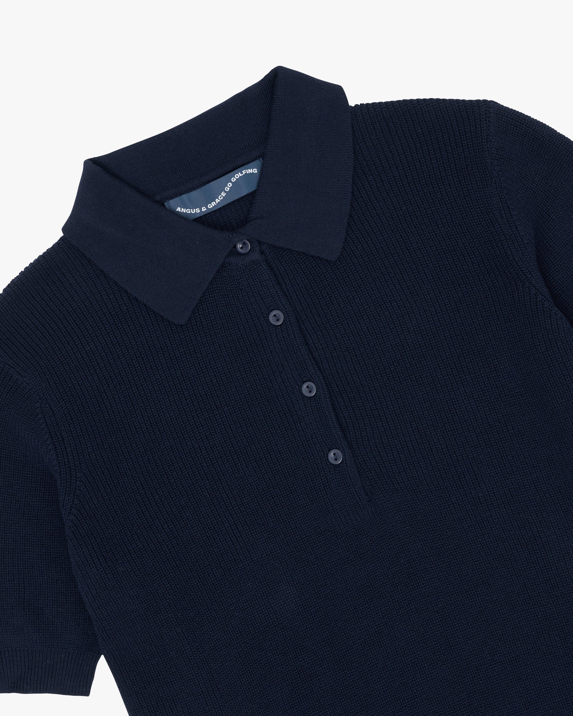 WOMENS FISHERMAN KNIT POLO - NAVY image 1